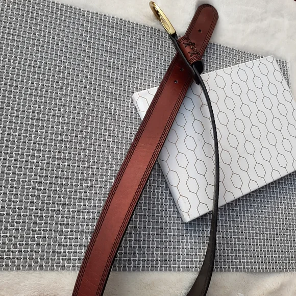 Dockers Braided and Stitched Studded Oversized Buckle Leather Belt XL Brown - Picture 6 of 12